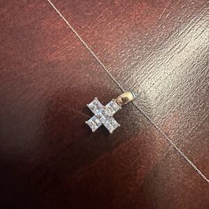14K Gold Plated CZ cross necklace on 18inch chain